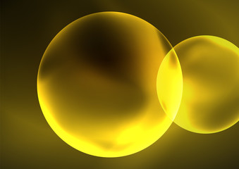 Glowing neon shiny transparent bubbles, glass circles or bio cell concept. Techno futuristic vector abstract background For Wallpaper, Banner, Background, Card, Book Illustration, landing page