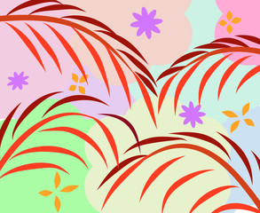 Fototapeta na wymiar abstract background with flowers and leaves 