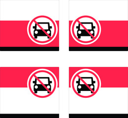 icon NO CAR PARKING on red white and black frame, use interdiction for safety, icon No lane CAR light in right or left position, icon car color is black - obrazy, fototapety, plakaty