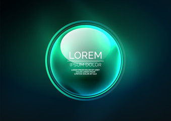 Glowing neon shiny transparent bubbles, glass circles or bio cell concept. Techno futuristic vector abstract background For Wallpaper, Banner, Background, Card, Book Illustration, landing page