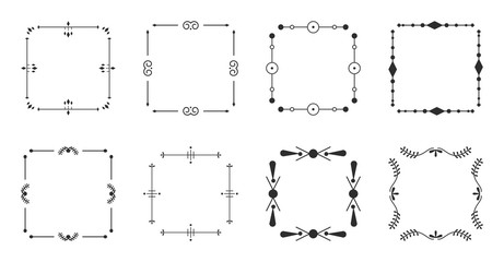 Filigree decorative text frames set. Elegant vintage border for decor wedding invitation card. Ornamental graphic frame retro menu, art deco, book, certificate. Isolated on white vector illustration