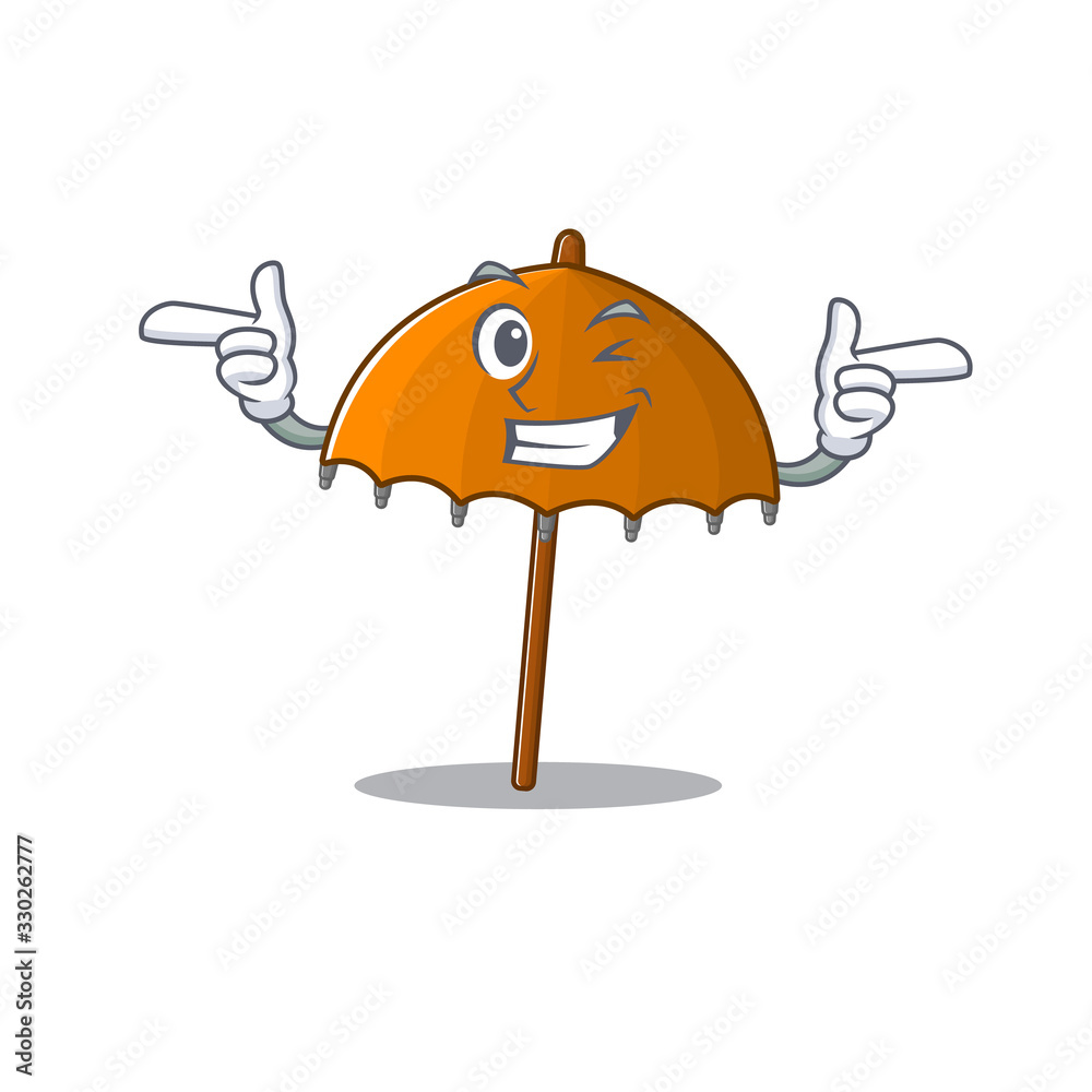 Wall mural Smiley orange umbrella cartoon design style showing wink eye