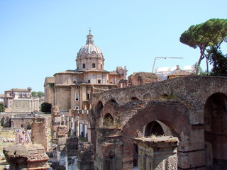 Panorama of the millennium ruins of the eternal city, along with sophisticated architectural...
