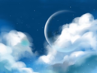 　blue moon and clouds