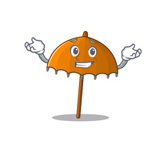 Happy face of orange umbrella mascot cartoon style