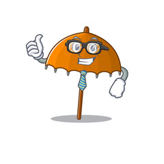 Orange umbrella Businessman cartoon character with glasses and tie