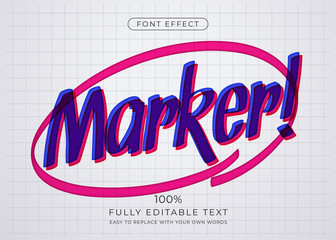 Marker text effect on paper. Editable font style