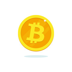 Golden bitcoin icon. Vector money illustration.