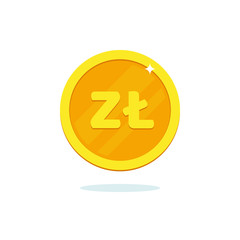 Polish zloty coin icon. Vector money illustration.