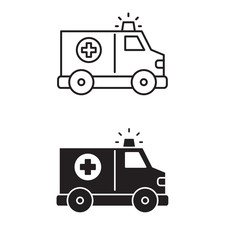Ambulance icons in two different style isolated on white background 