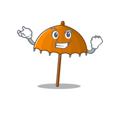 Orange umbrella cartoon character style with happy face