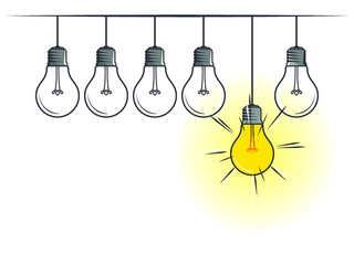 Think differently, standing out from the crowd -The graphic of light bulb represents business concept. New idea, change, trend, courage, creative solution, innovation and unique way concept. 