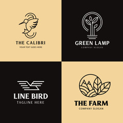 Minimalist Monoline Logo Template Elegant Design For Brand and Company