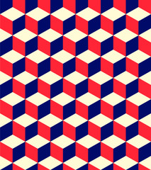  Retro Style Red & Navy Blue - Pattern cube background