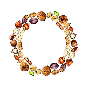 wreath of nuts pistachios peanuts pecans walnuts