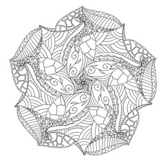 Mandala design, meditation ornament. colouring page for adults.