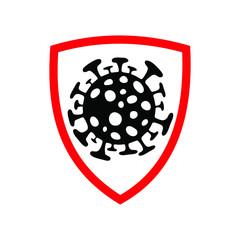 shield with virus sign vector 