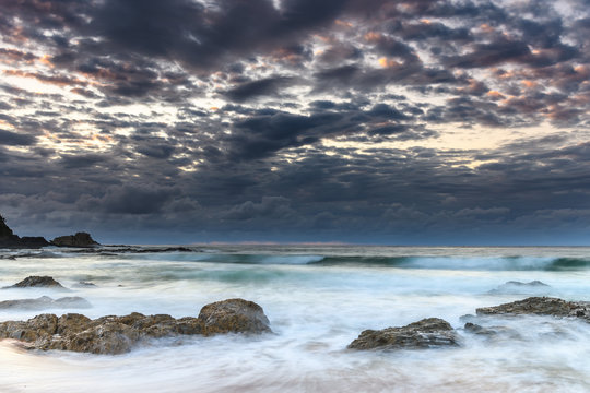Clouds and Surf - Sunrise at Malua Bay