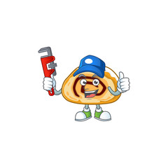 Smart Plumber worker of swiss roll cartoon character design