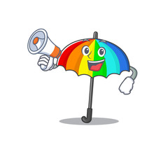 An icon of rainbow umbrella holding a megaphone