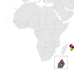 Location of Mauritius on map Africa. 3d  Republic of Mauritius  flag map marker location pin. High quality map of  Mauritius.  Africa.  EPS10.