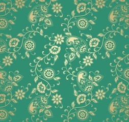 traditional paisley floral pattern , textile , Rajasthan, India	