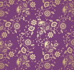 traditional paisley floral pattern , textile , Rajasthan, India	