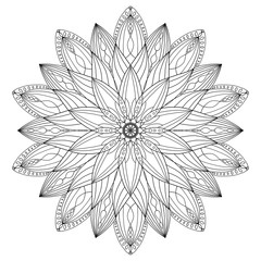 Mandala design, meditation ornament. colouring page for adults.