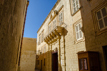 Fototapeta na wymiar Typical traditional street in Mdina Malta