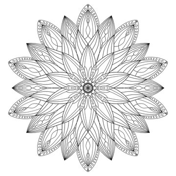 Mandala Design, Meditation Ornament. Colouring Page For Adults.