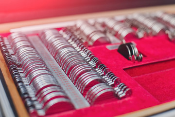 A set or of test lenses is designed to select corrective glasses using the subjective test method. Ophthalmic Test Lens Kit. A universal measure tool for optometrists and ophthalmologists