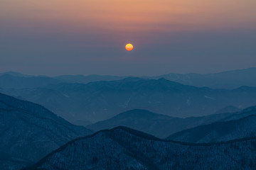 Pyeongchang-gun Balwang mountain Sunset view