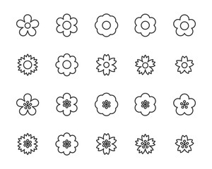 set of flower icons, floral, spring