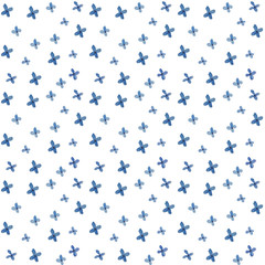 Seamless pattern of blue flowers. Watercolor illustration. Geometric pattern. Design for packaging, weddings, fabrics, textiles, Wallpaper, website, postcards.