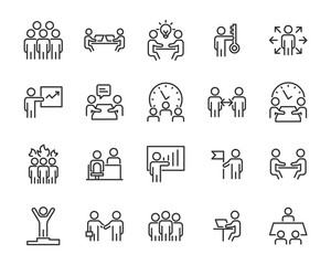 set of business icons, teamwork, working, meeting, management, people