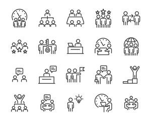 set of business icons, teamwork, working, meeting, management, people