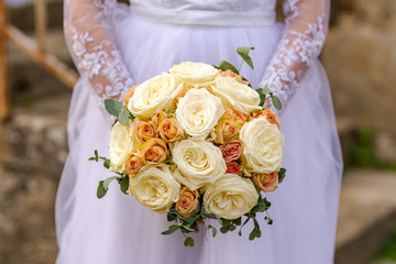 Wedding bouquet, composition with bouquet of freshly cut flowers