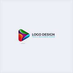 gradient glossy play button logo design template
