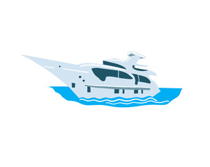 hand drawing icon of sea yacht in flat style, sign symbol vector