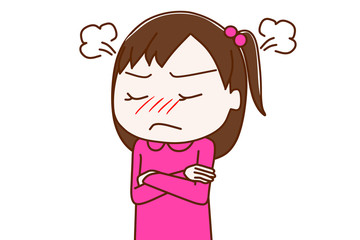 プンプン怒っている少女