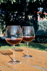 Two Glasses of Fresh Red Wine for Celebration