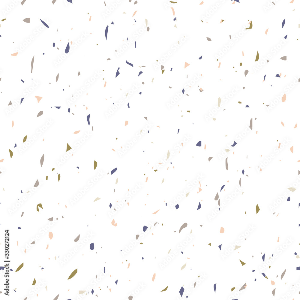 Poster Terrazzo flooring textured surface modern abstract pattern. Vector seamless abstract repeat with chips of marble or granite in soft pastel  colors.