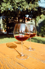 Two Glasses of Fresh Red Wine for Celebration