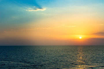 Beautiful summer sunset on the sea. Delicate sunset colors.