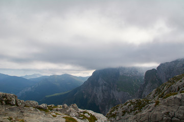 High mountains full of fog and clouds