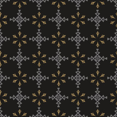 Dark Seamless Pattern Vector | Texture Graphic | Colors: Black, Gold, Gray | Background Wallpaper For Interior Design