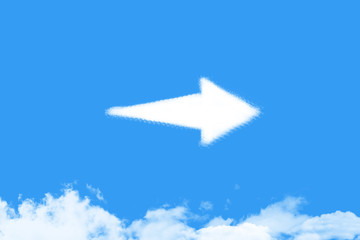 Arrow shaped cloud on blue sky