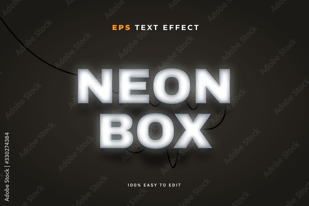 Wall mural neon box text effect