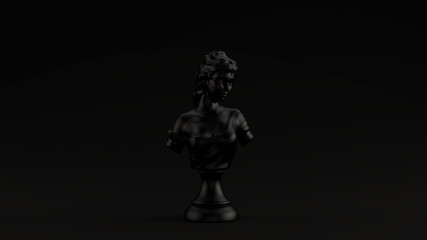 Black Bust Sculpture Black Background 3d illustration 3d render	