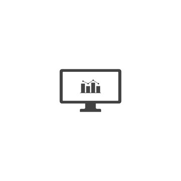 Diagram on monitor vector icon on white isolated background.